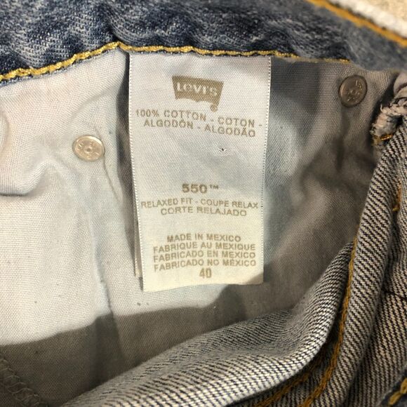 Levis 550 Shorts Mens 40 Blue Wash Jean Relaxed Fit Denim Classic Baggy Dad‎ - Picture 6 of 9